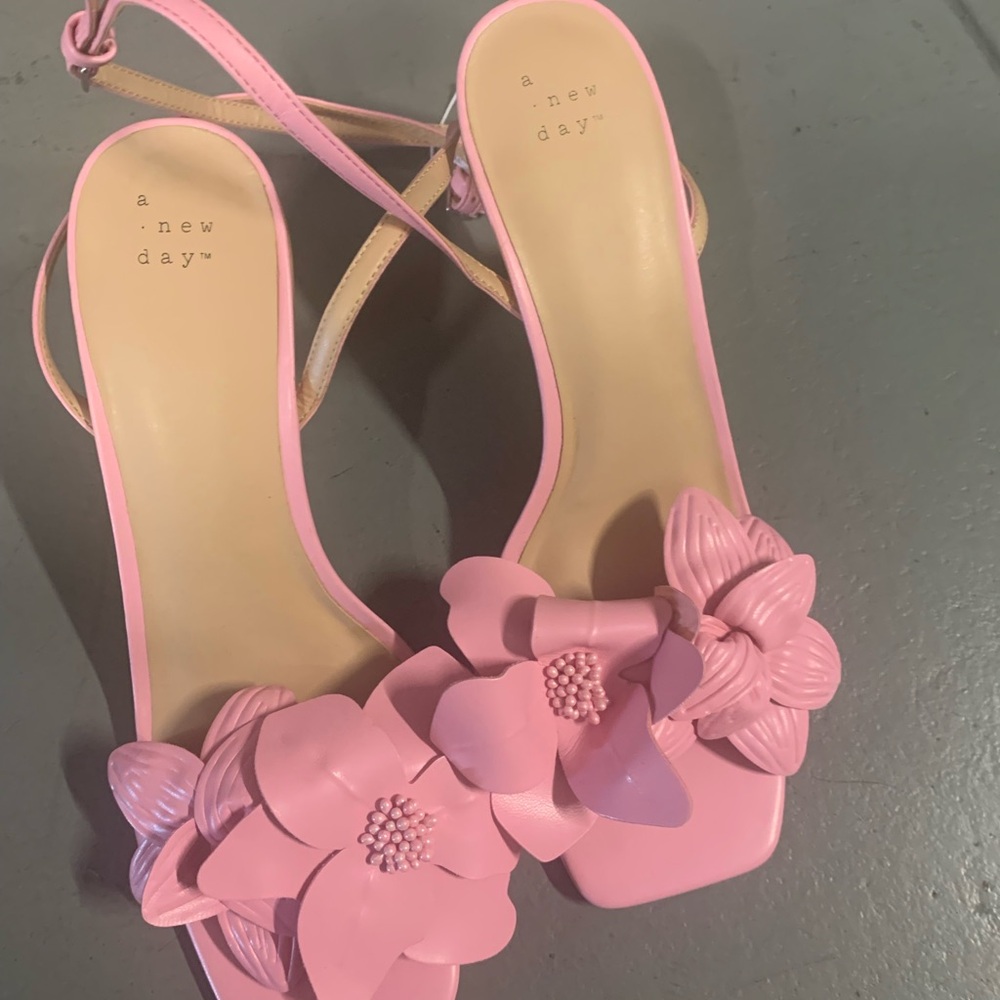 A New Day Pink and Tan Floral Heels